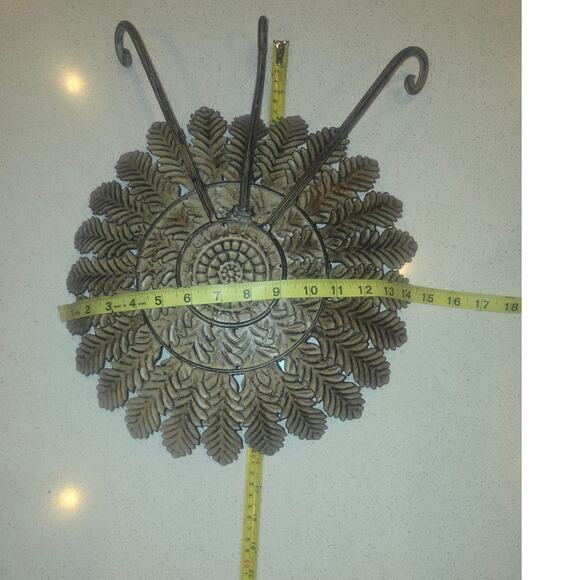 Brutalist-Style Sunburst Sunflower Patina Brass Copper Bowl Decor - Picture 2 of 5